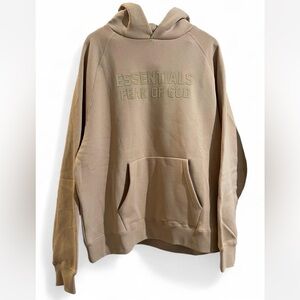 Tan Fear of God Essentials hoodie size brand new with tags